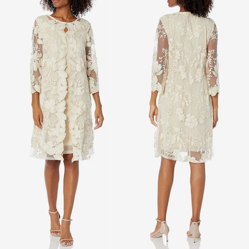 ALEX
EVENINGS
Embroidered Mock Jacket Dress Taupe--Beige
Size 10 - Picture 3 of 10